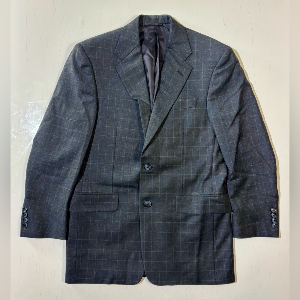 Hickey Freeman Bespoke Charcoal Plaid Blazer - 38